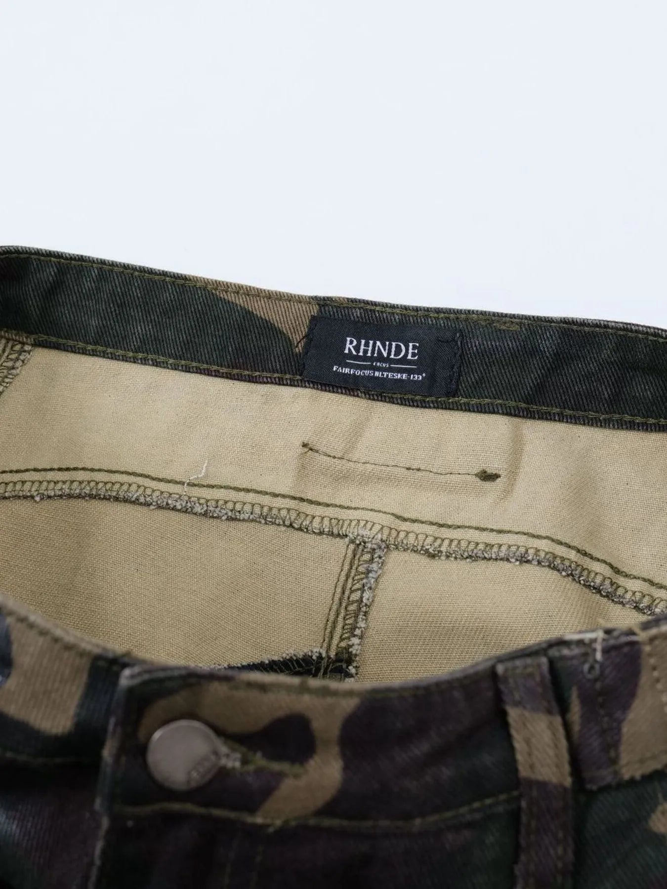 Men's Camouflage Bootcut Jeans with Seam Detail