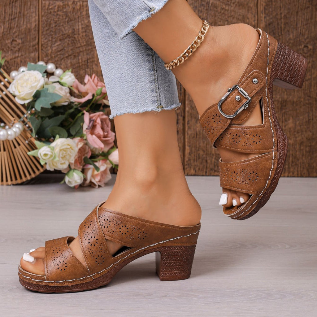 Open Toe Block Heels Sandals
