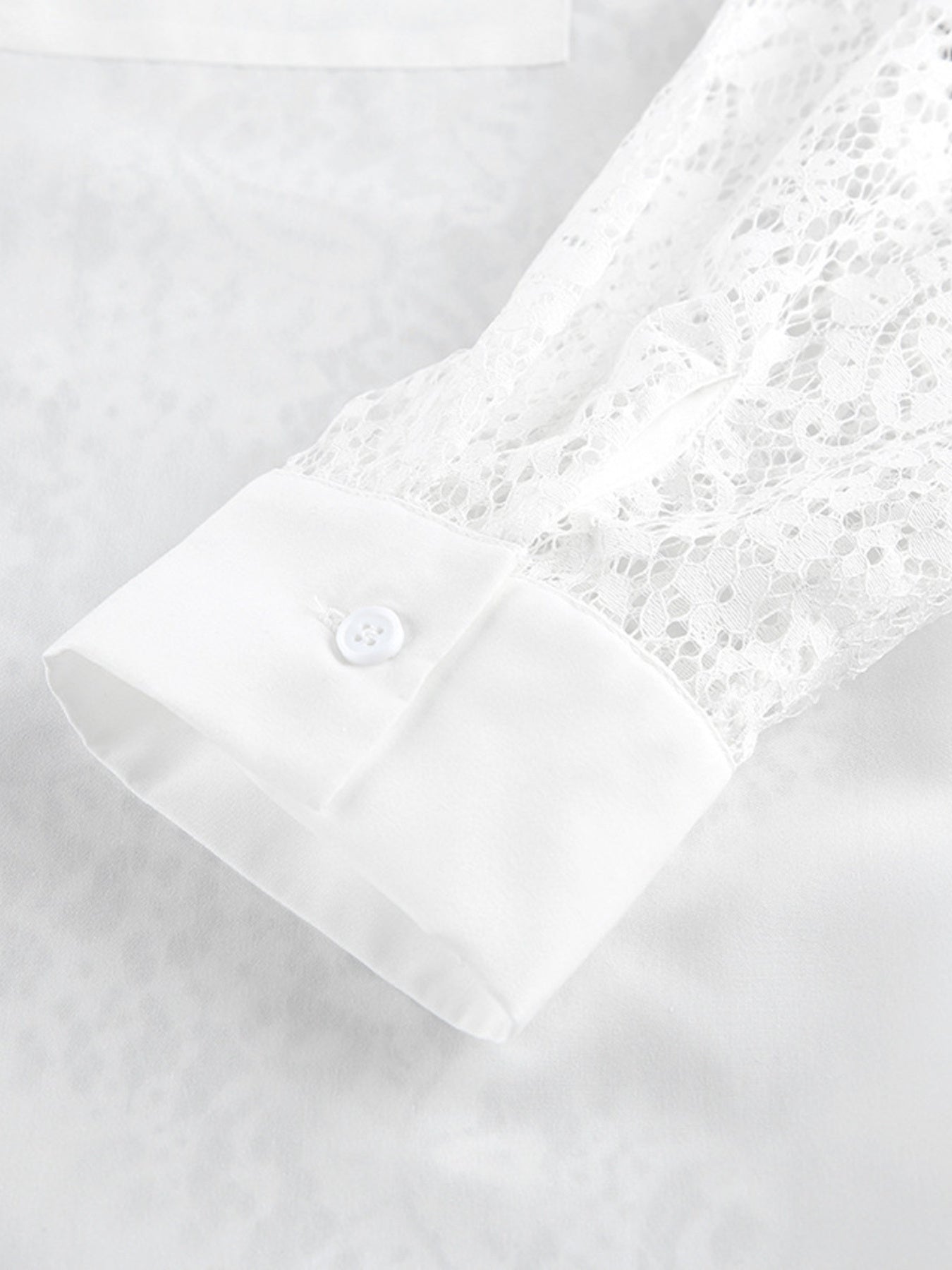 Lace Sleeve Button-Down Shirt