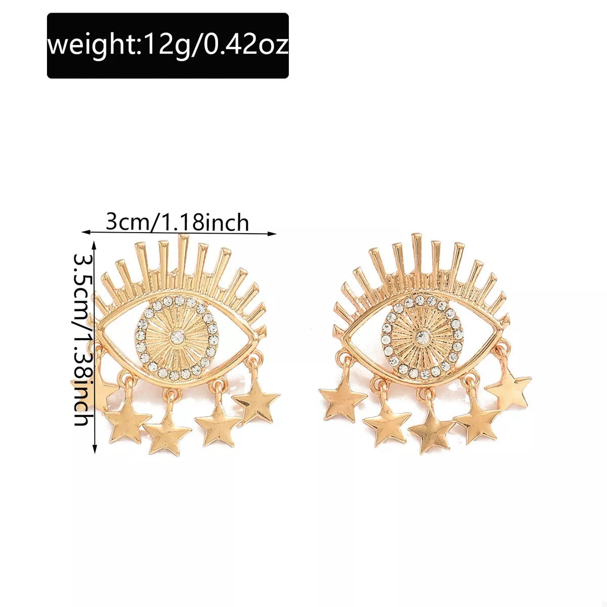 18K Gold-Plated Evil Eye Star Earrings
