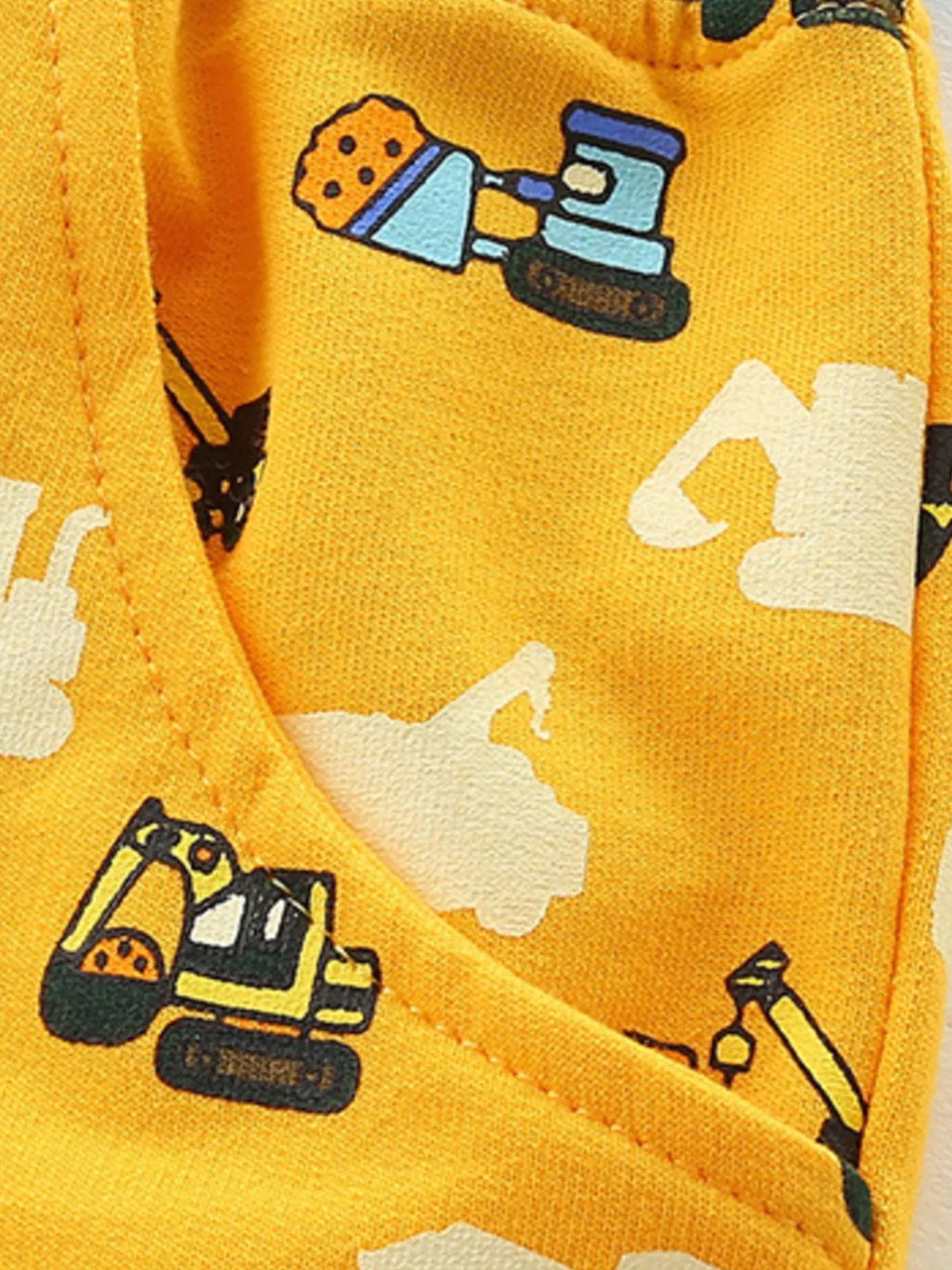 Children's Cartoon Construction Vehicle Print Casual Shorts