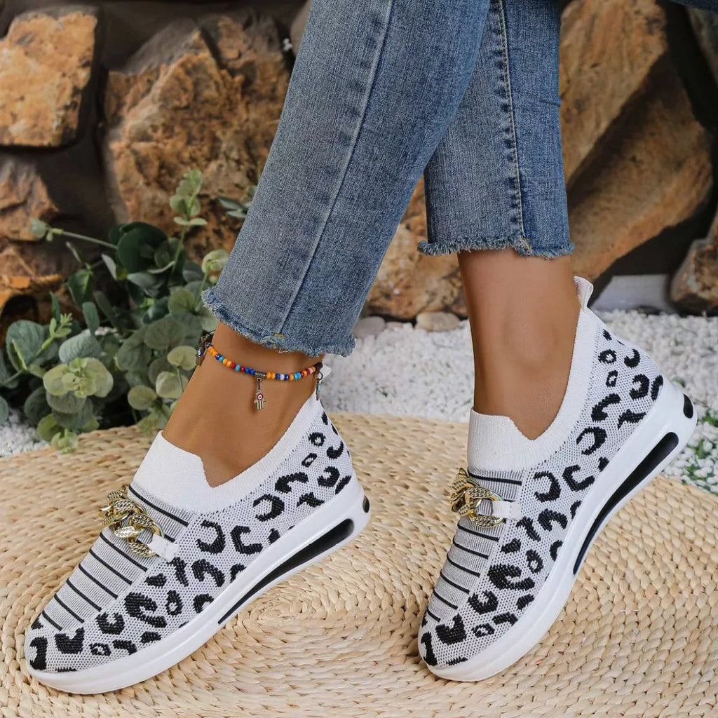 Leopard Round Toe Slip Ons