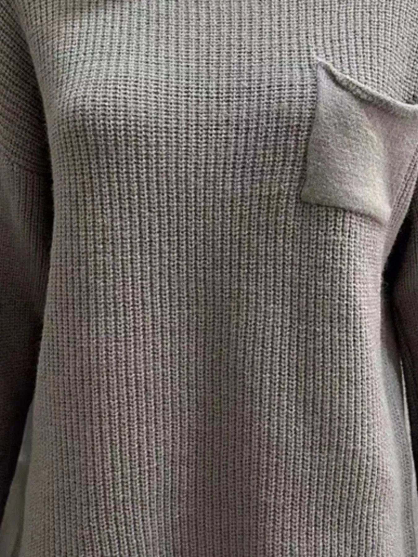 Pocket Detail Dropped Shoulder Sweater