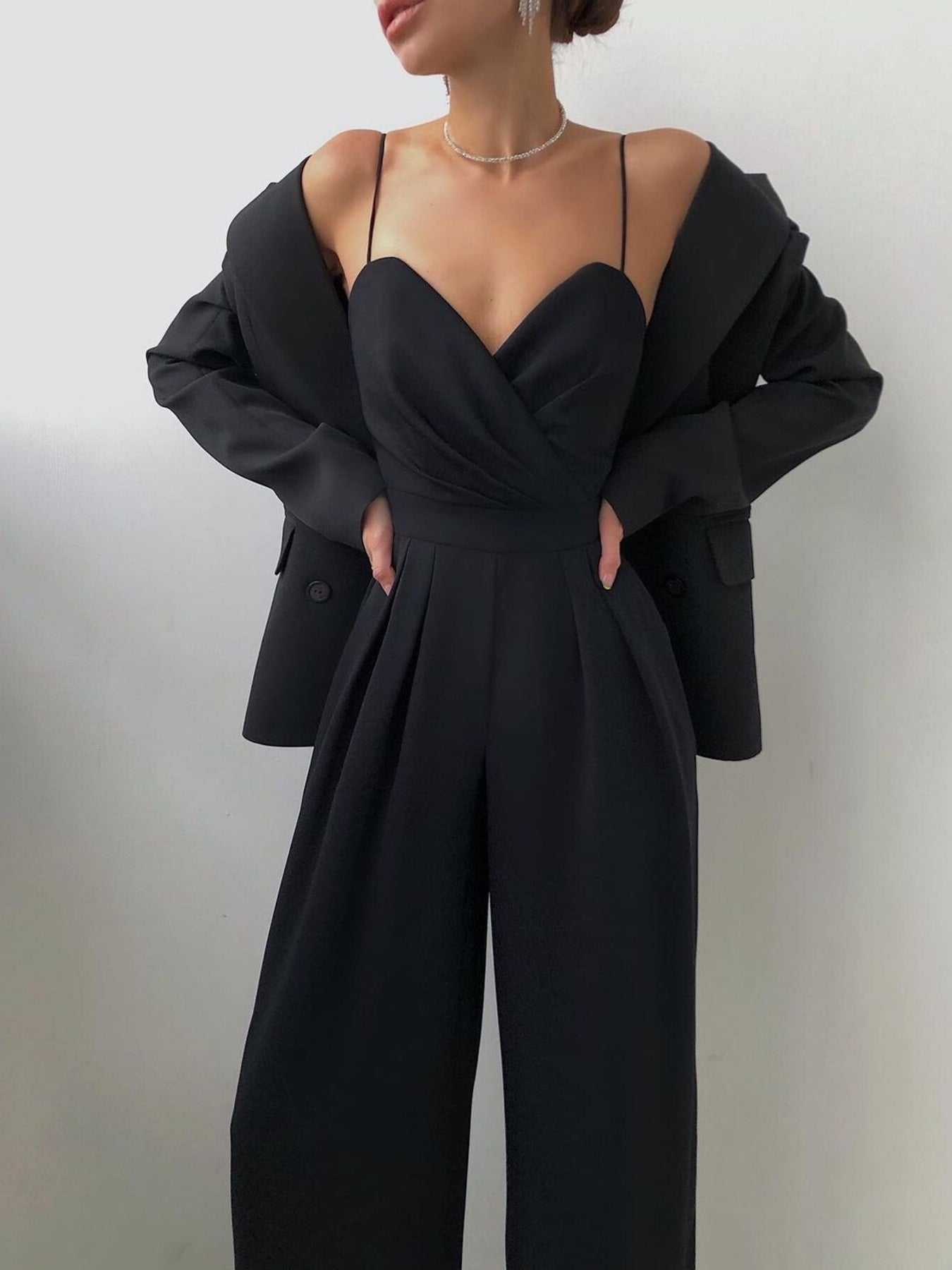 Full Size Spaghetti Strap Wide Leg Jumpsuit Plus Size