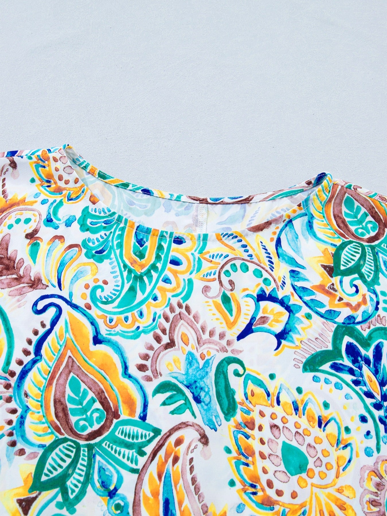 Paisley Floral Printed Puff Sleeve Blouse