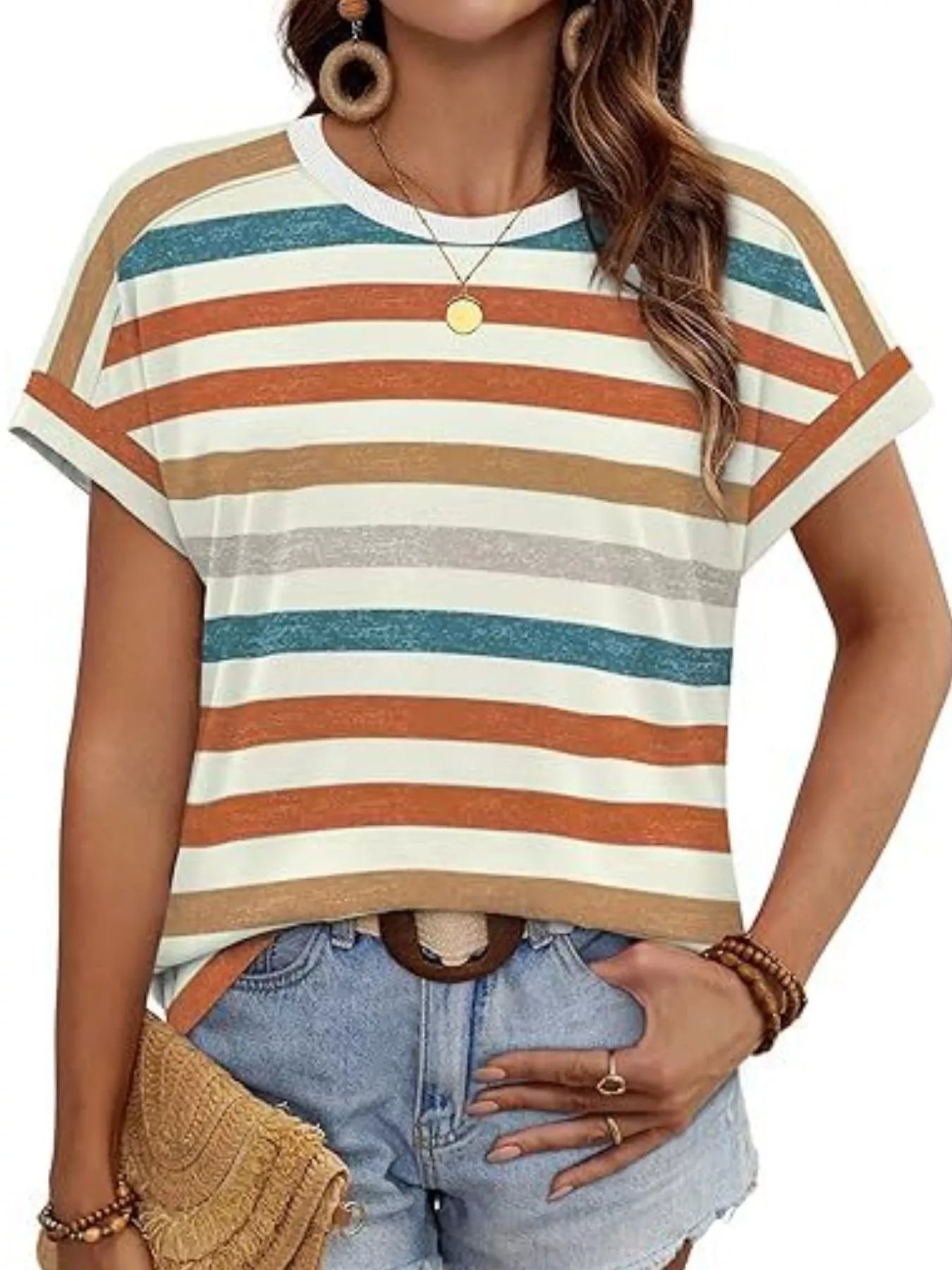 Striped Short Sleeve Casual T-Shirt