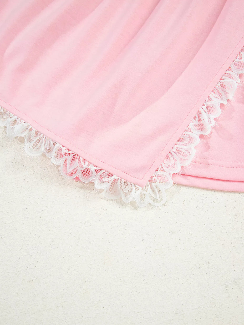 Peter Pan Lace Embellished Neck Sweatshirt and Skirt Two Piece Set