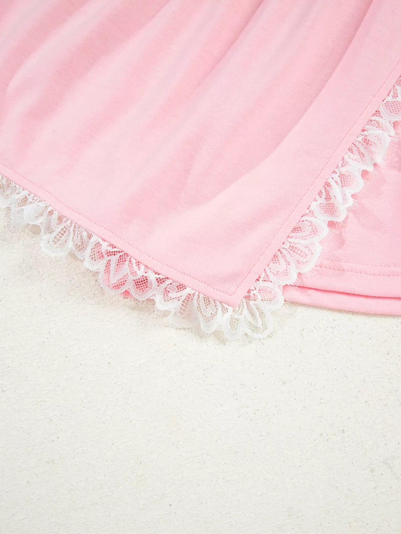 Peter Pan Lace Embellished Neck Sweatshirt and Skirt Two Piece Set