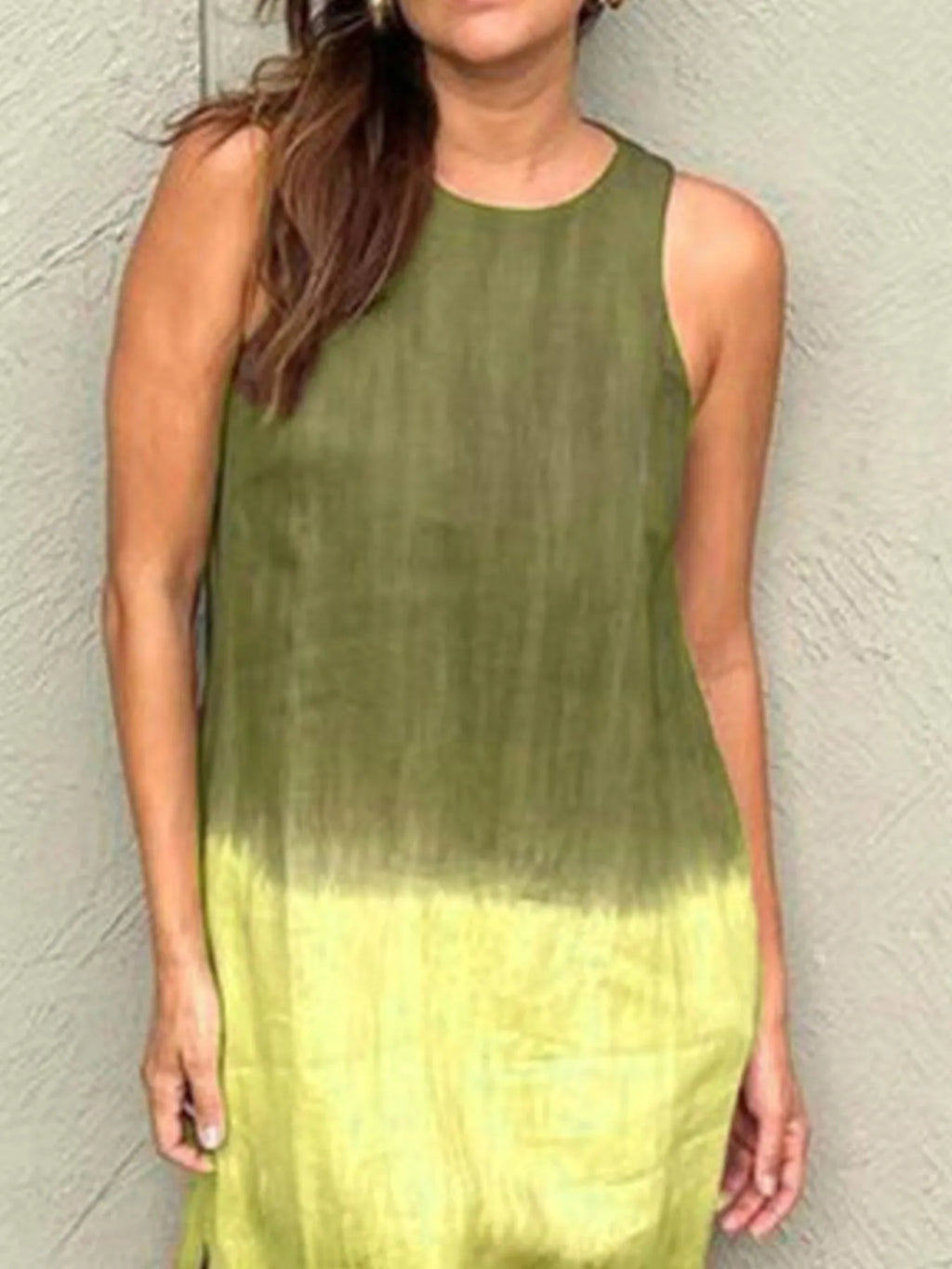 Full Size Sleeveless Gradient Tank Midi Dress Plus Size