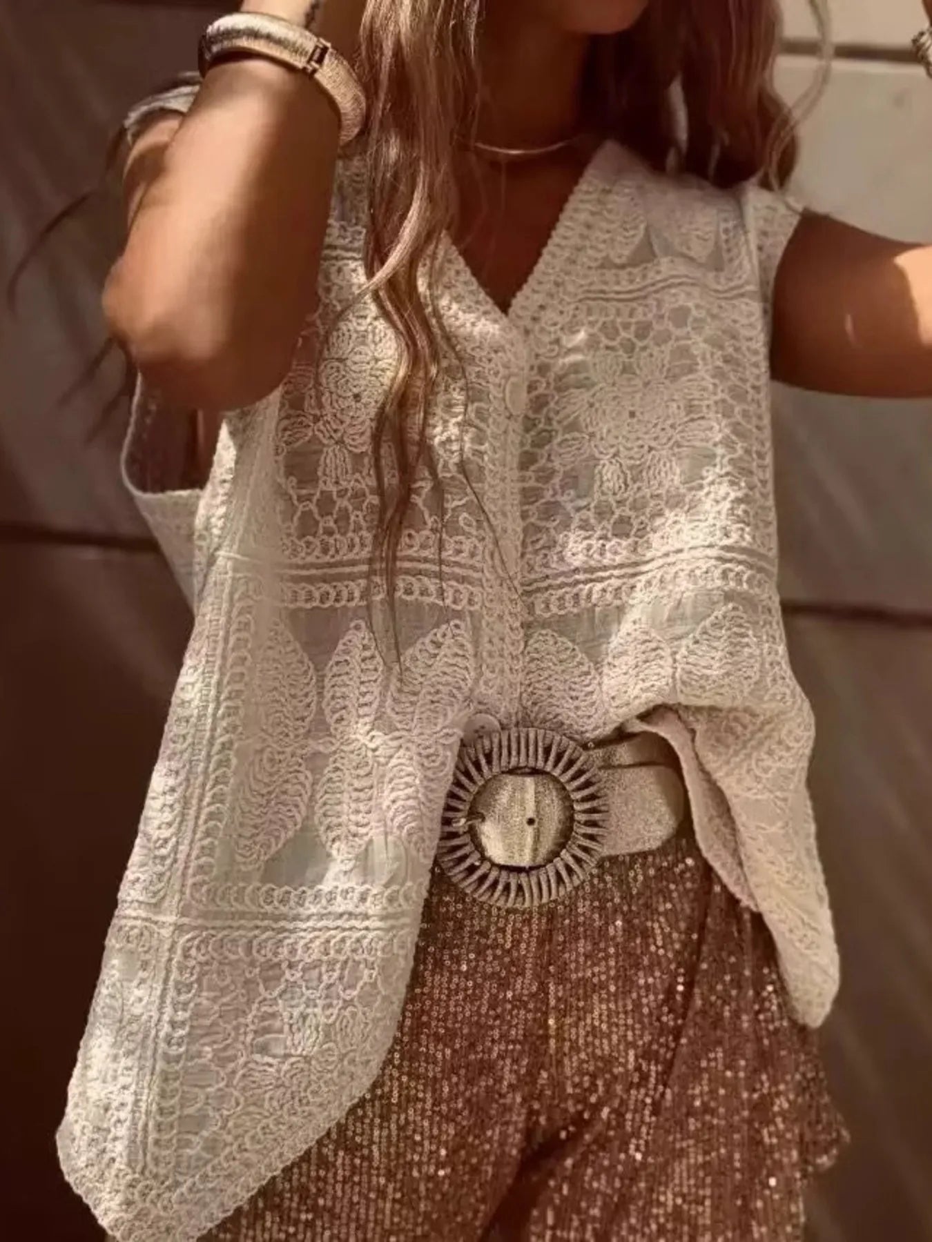 Crochet Lace V-Neck Vest