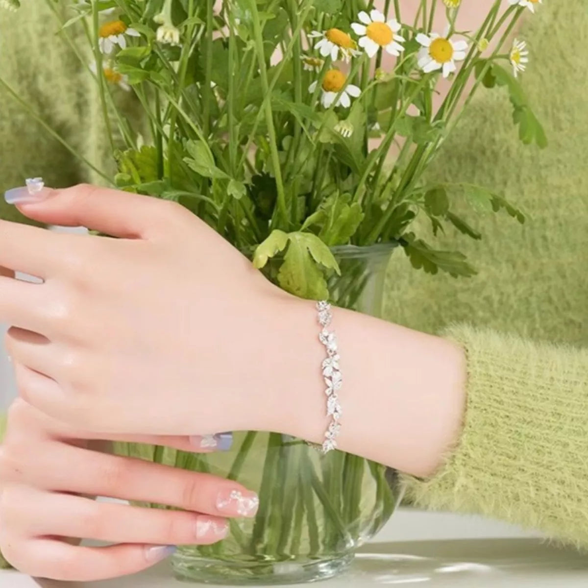 925 Sterling Silver Zircon Wisteria Bracelet