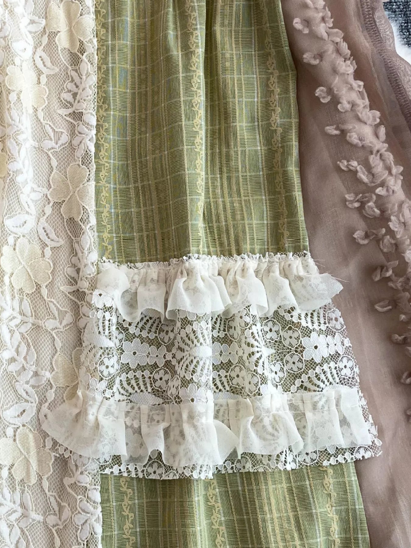 Patchwork Lace Trimmed A-Line Dress