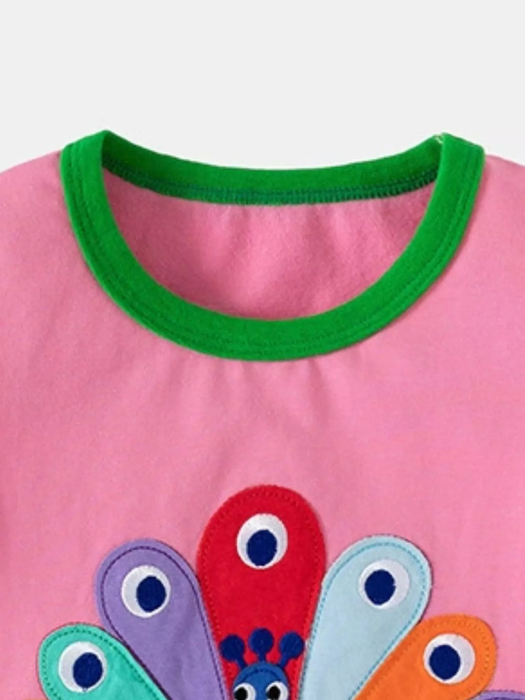 Children's Peacock Embroidered Short Sleeve Tee and Shorts Set
