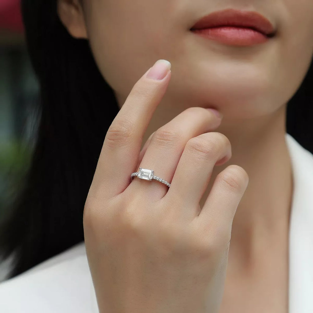1 Carat 925 Sterling Silver Moissanite Geometric Ring