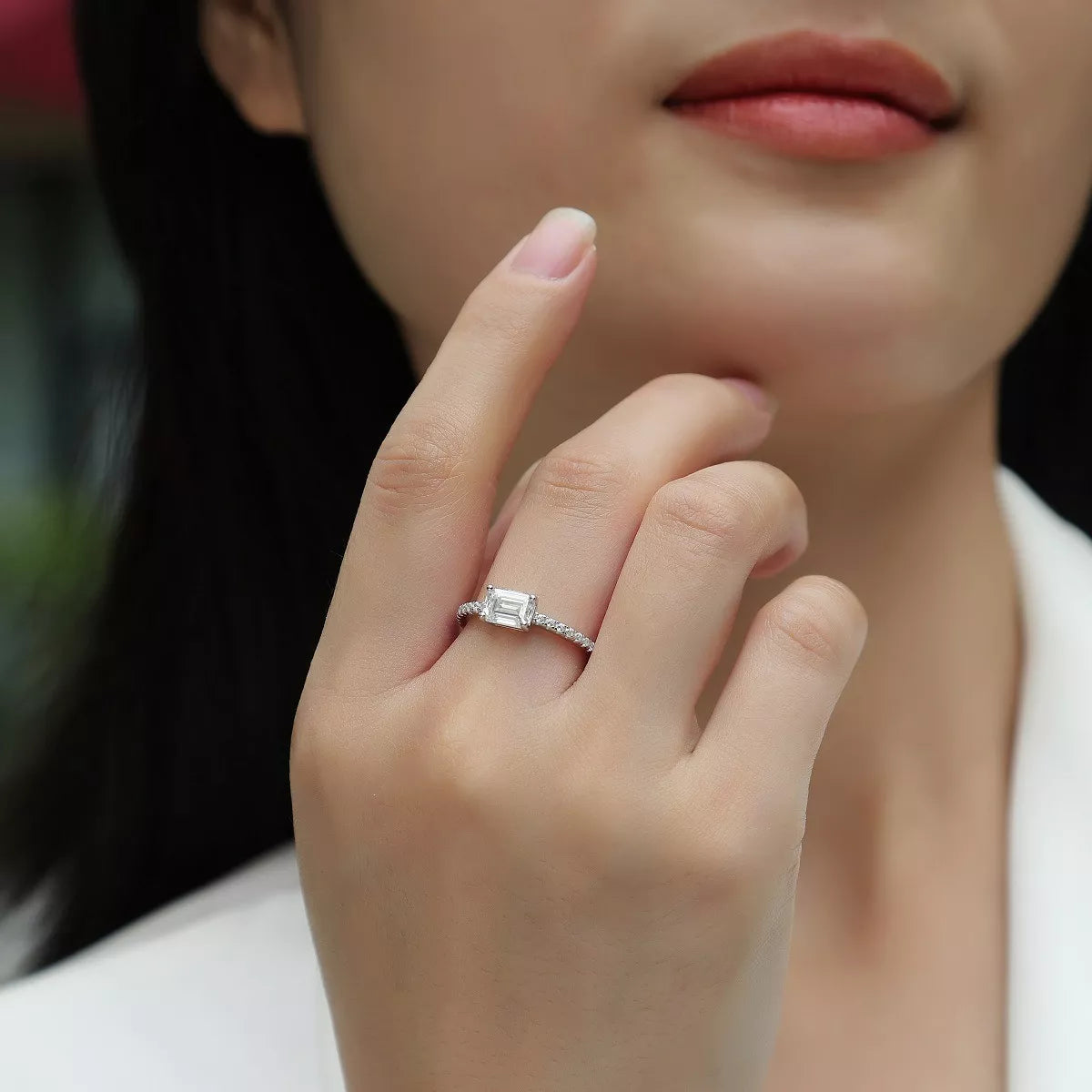 1 Carat 925 Sterling Silver Moissanite Geometric Ring