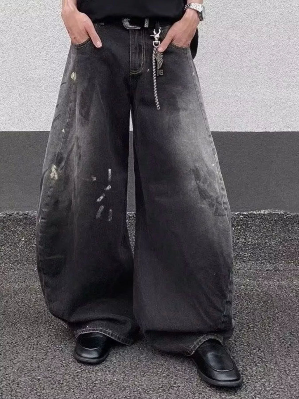 Men's Full Size Wide Leg Distressed Jeans Plus Size