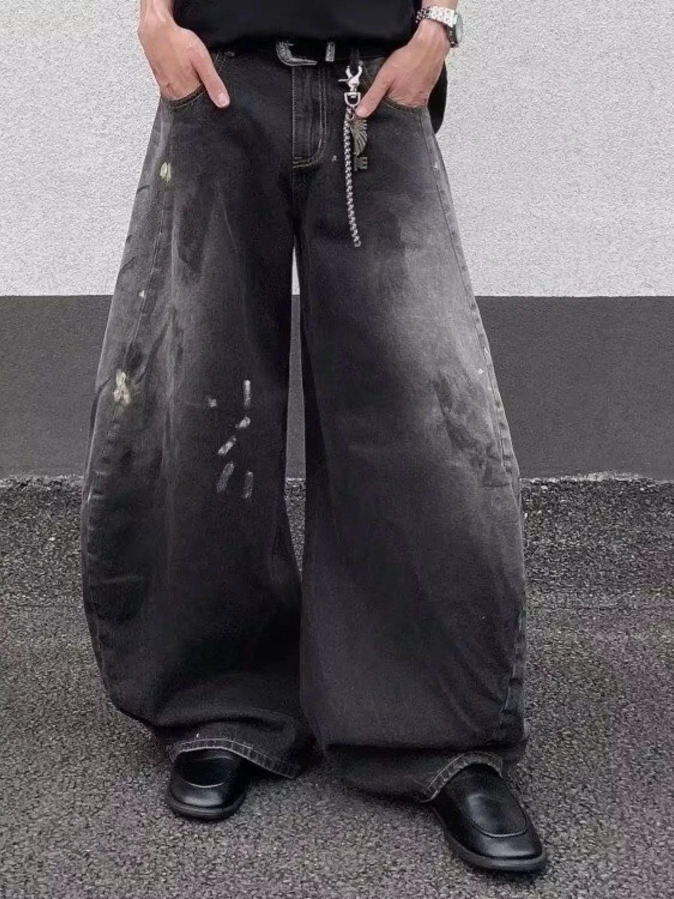 Men's Full Size Wide Leg Distressed Jeans Plus Size