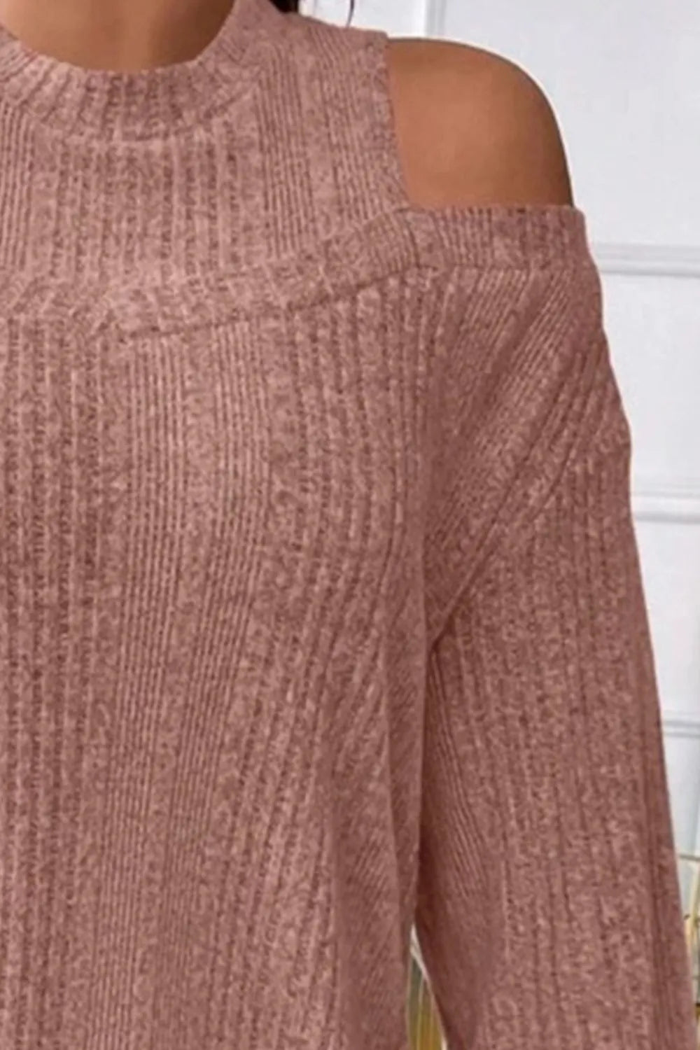 Round Neck Cold Shoulder Sweater