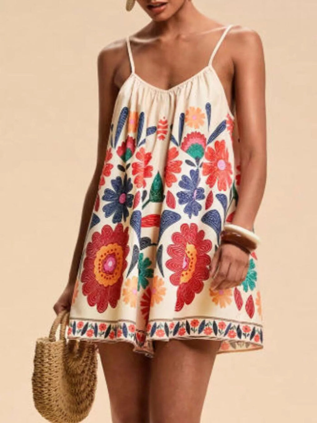 Floral Print Spaghetti Strap Romper
