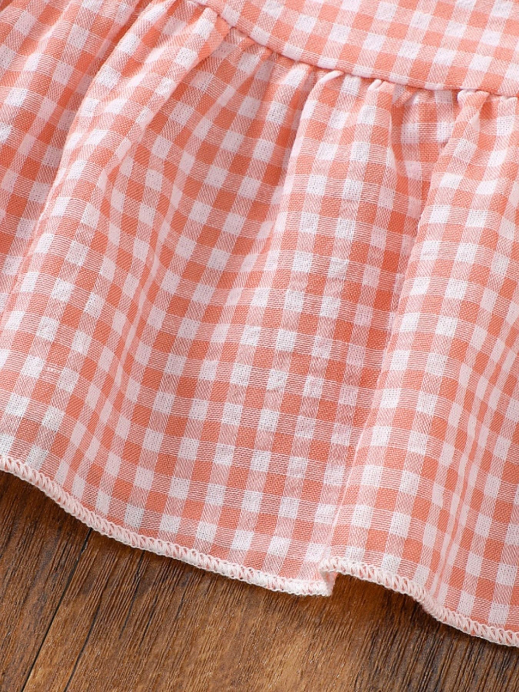 Children's Gingham Ruffle Trim Tank Top & Shorts Set