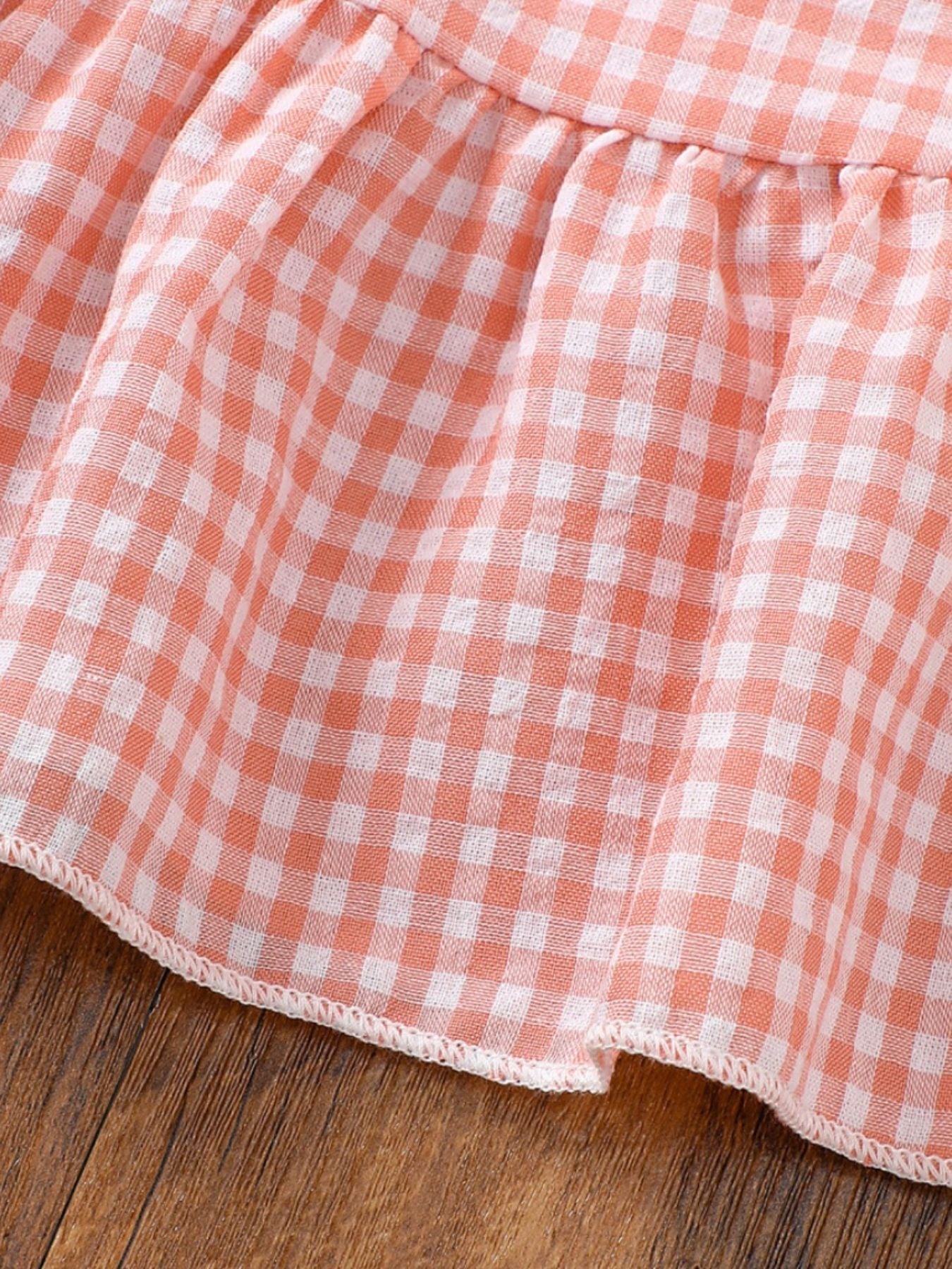 Children's Gingham Ruffle Trim Tank Top & Shorts Set
