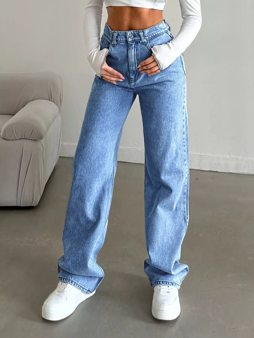 High-Waisted Wide Leg Jeans