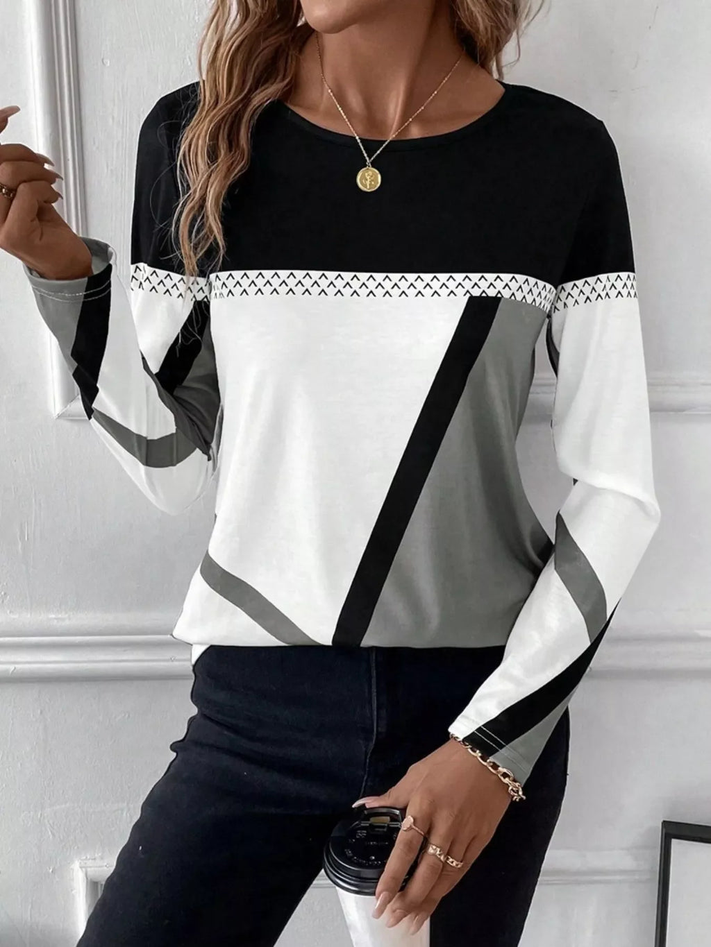 Color Block Long Sleeve T-Shirt