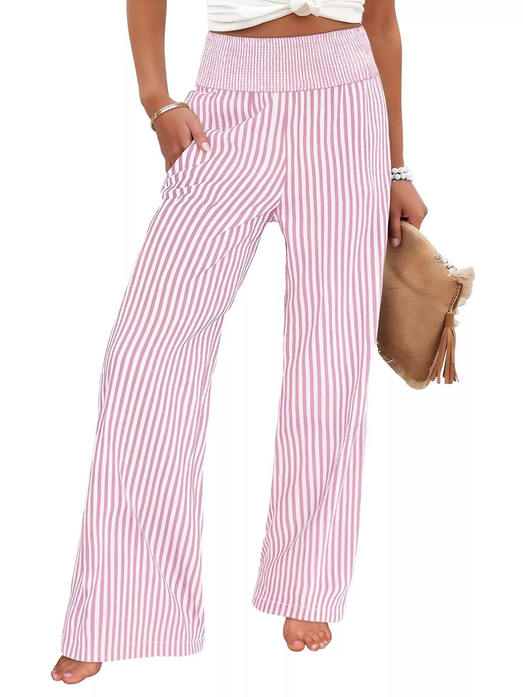 Striped Wide-Leg Pants