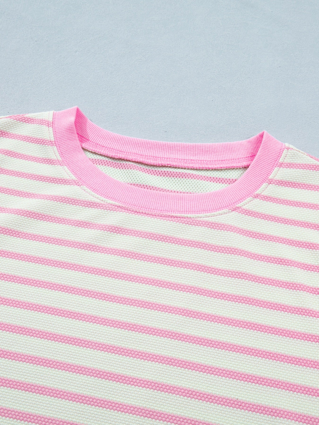 Stripe Ruffled Short Sleeve Patchwork Blouse