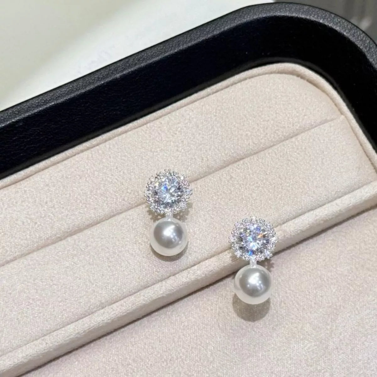 Zircon Pearl Drop Earrings