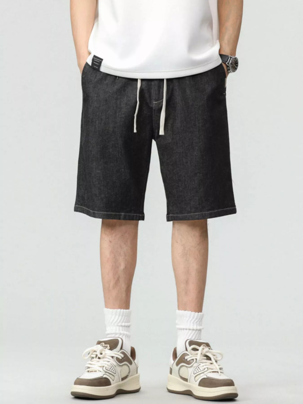Men's Plus Size Drawstring Denim Shorts