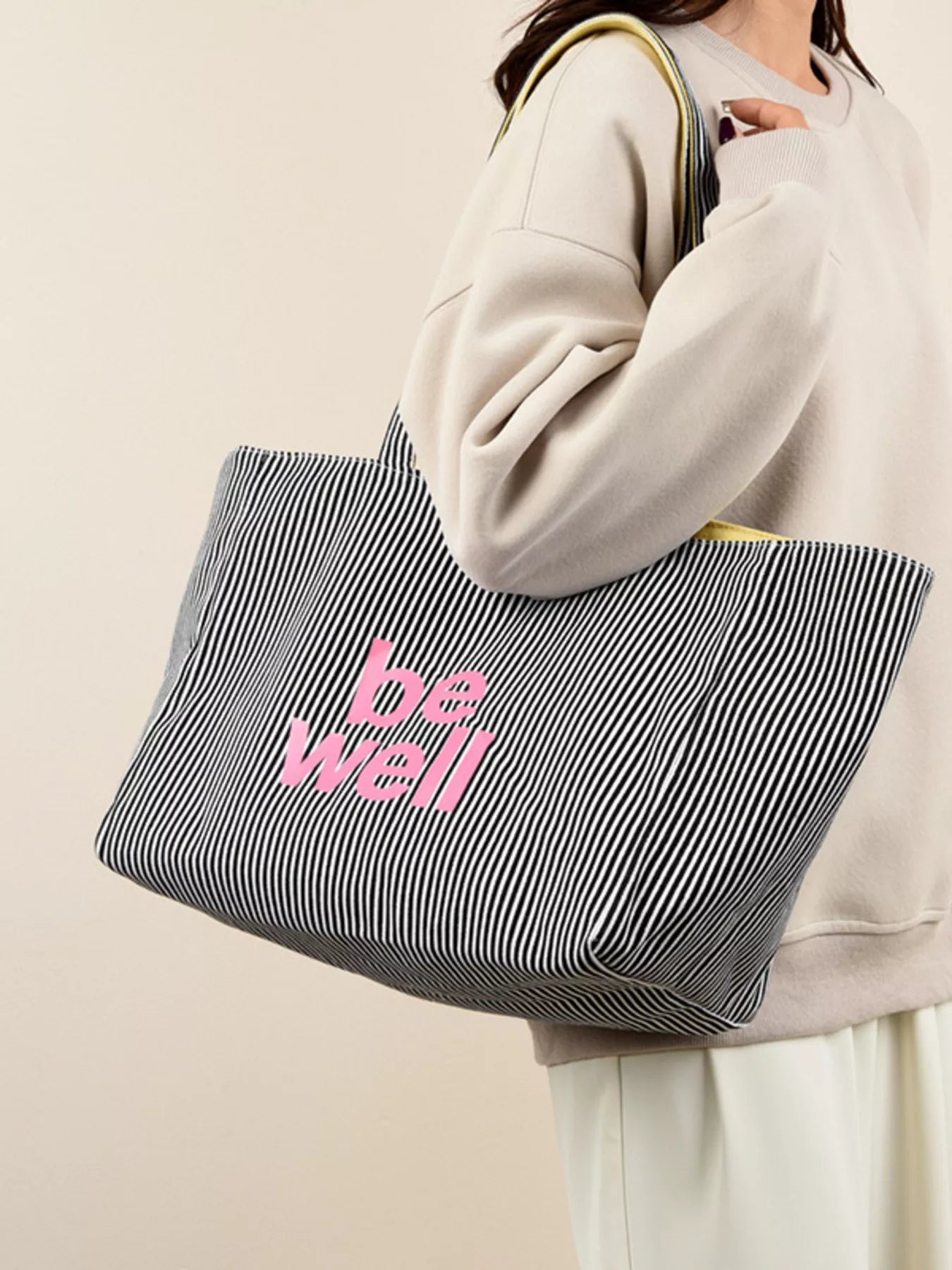 Striped Canvas Duffel Bag