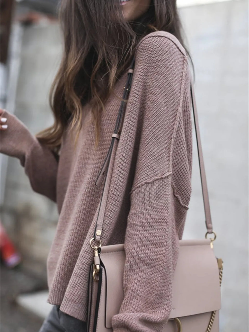 Ribbed Relaxed Fit Long Sleeve Sweater