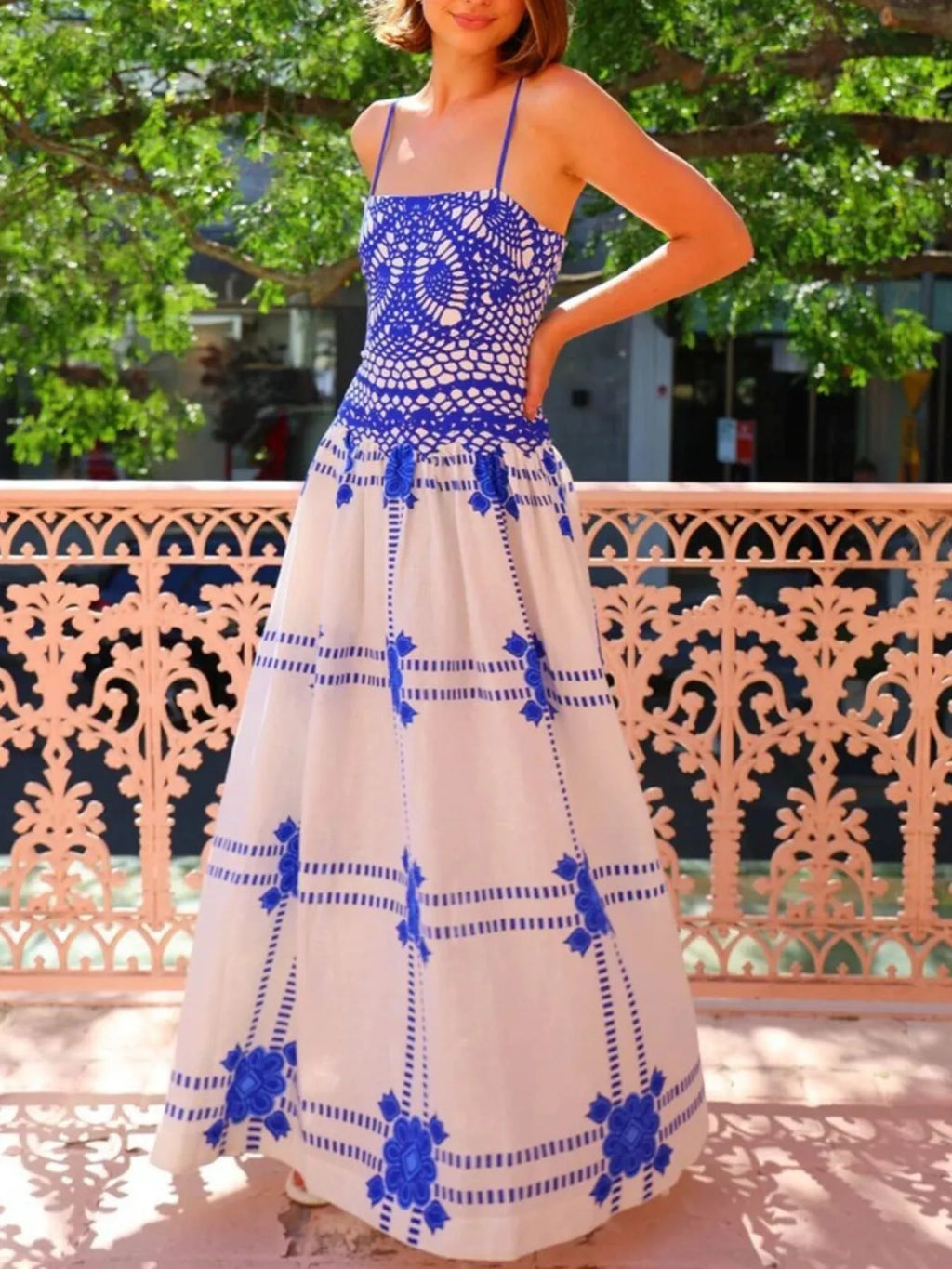 Printed Square Neck Maxi Cami Dress