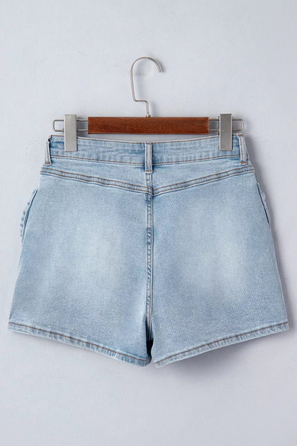 Bow Detail Denim Shorts with Pockets