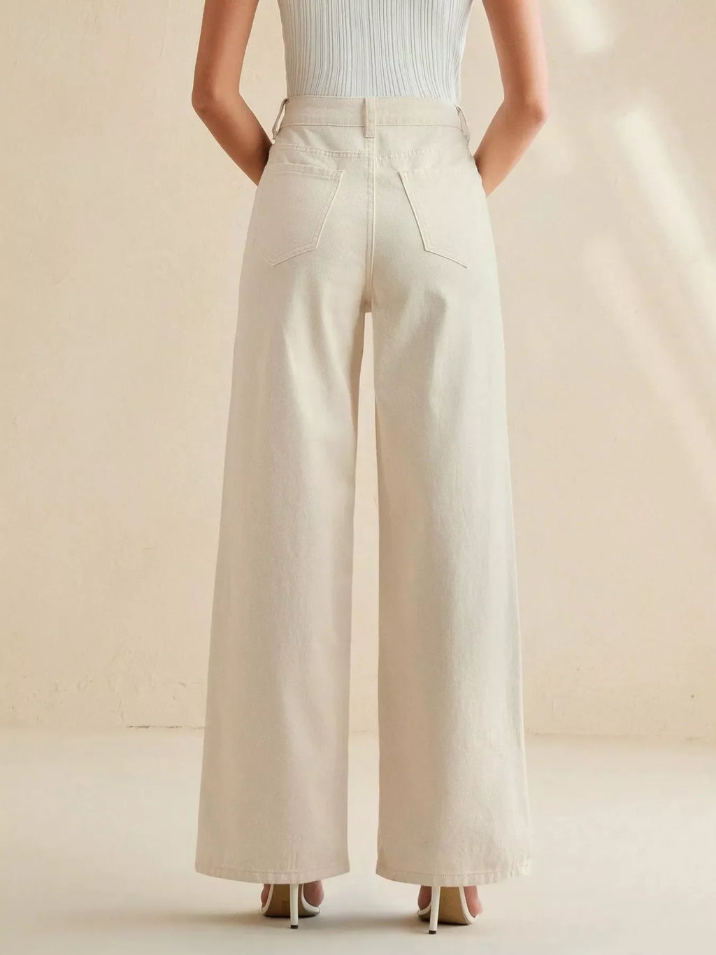 Cutout Embroidered Wide Leg Jeans