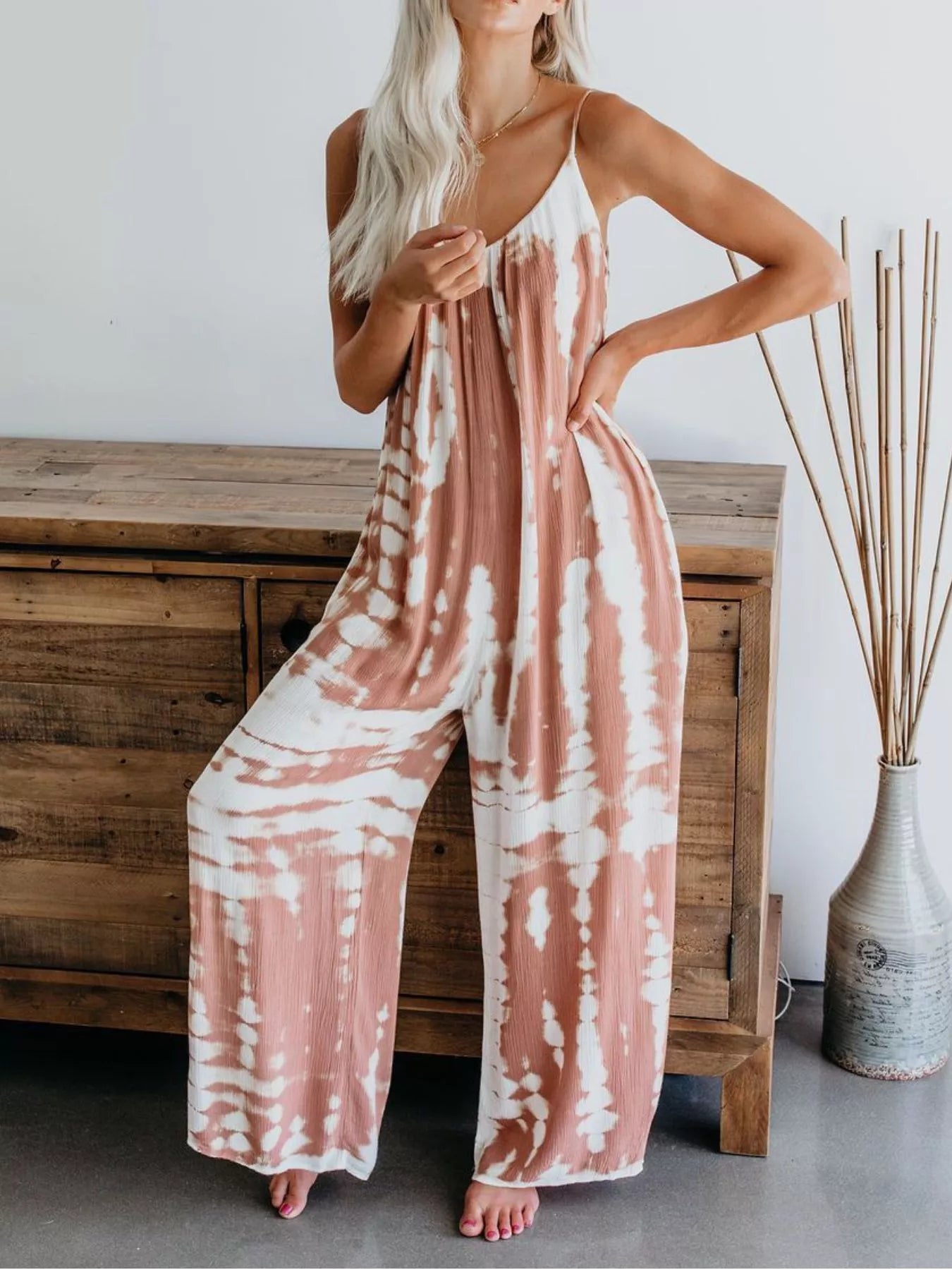 Full Size Tie-Dye Wide Leg Jumpsuit Plus Size