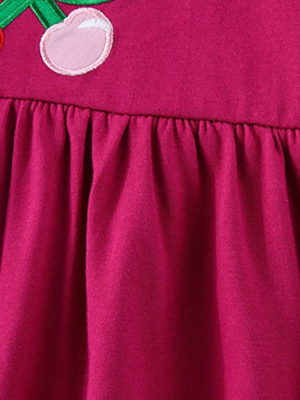 Children's Cherry Bowknot Applique Ruffle Sleeve Casual Dress