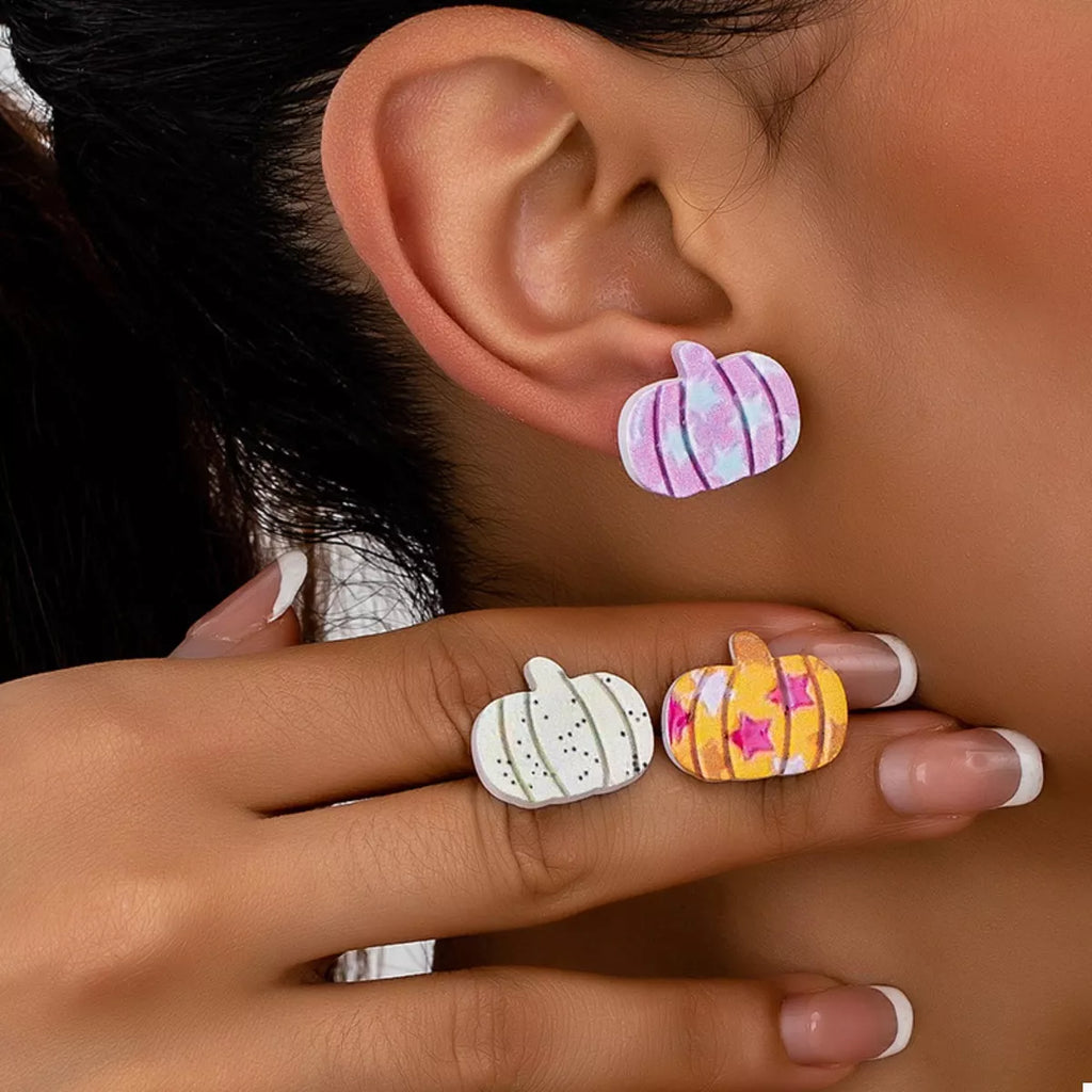 3 Piece Halloween Pumpkin Stud Earrings