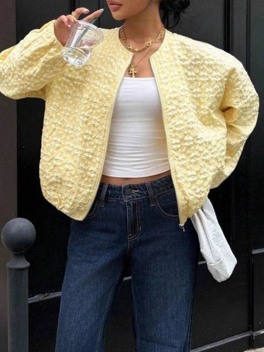 Textured Zip Up Jacket