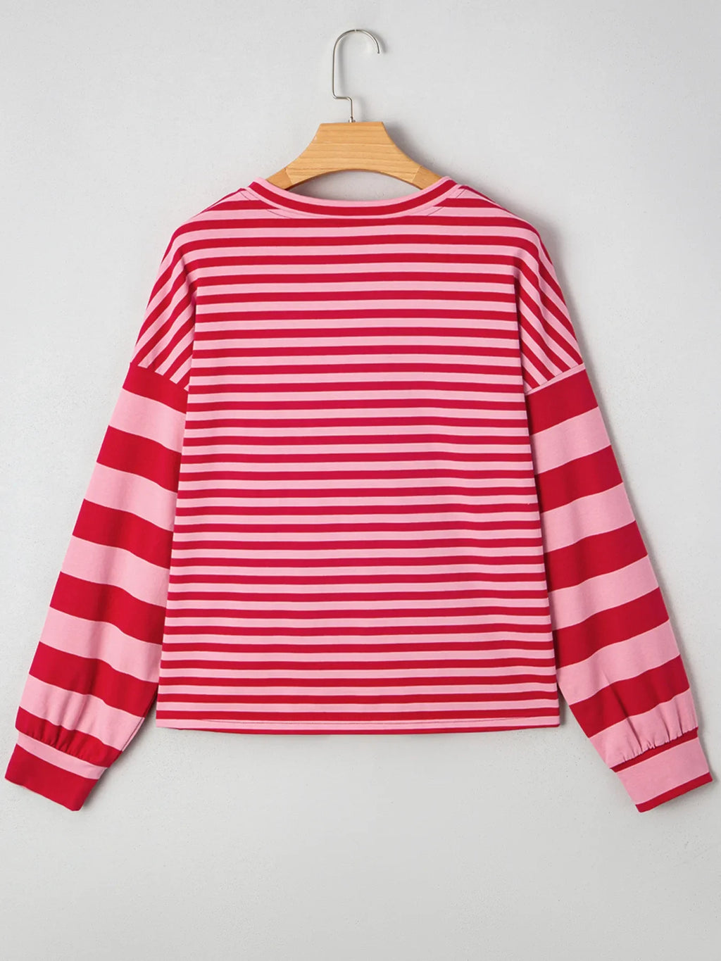 Contrast Striped Drop Shoulder V Neck Top
