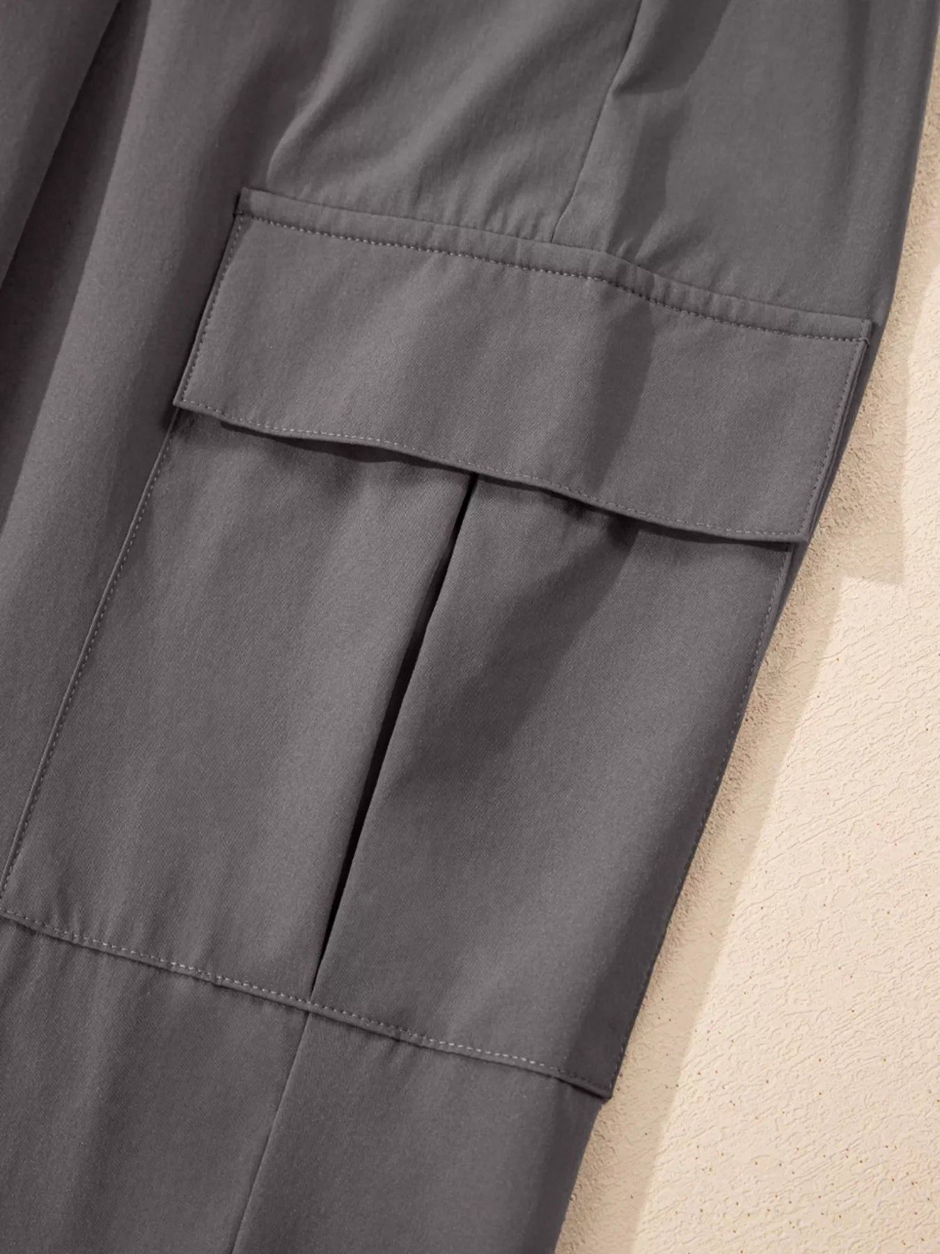 Elastic High Waist Pocketed Cargo Jogger Pants