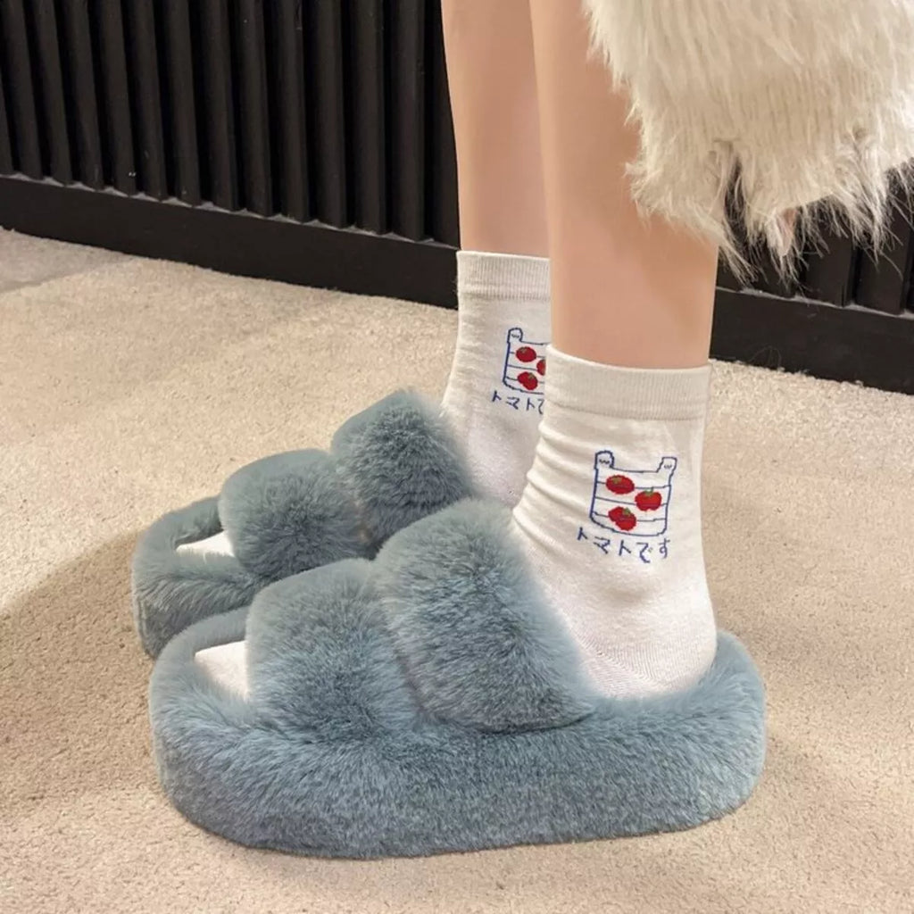 Fuzzy Open Toe Slippers