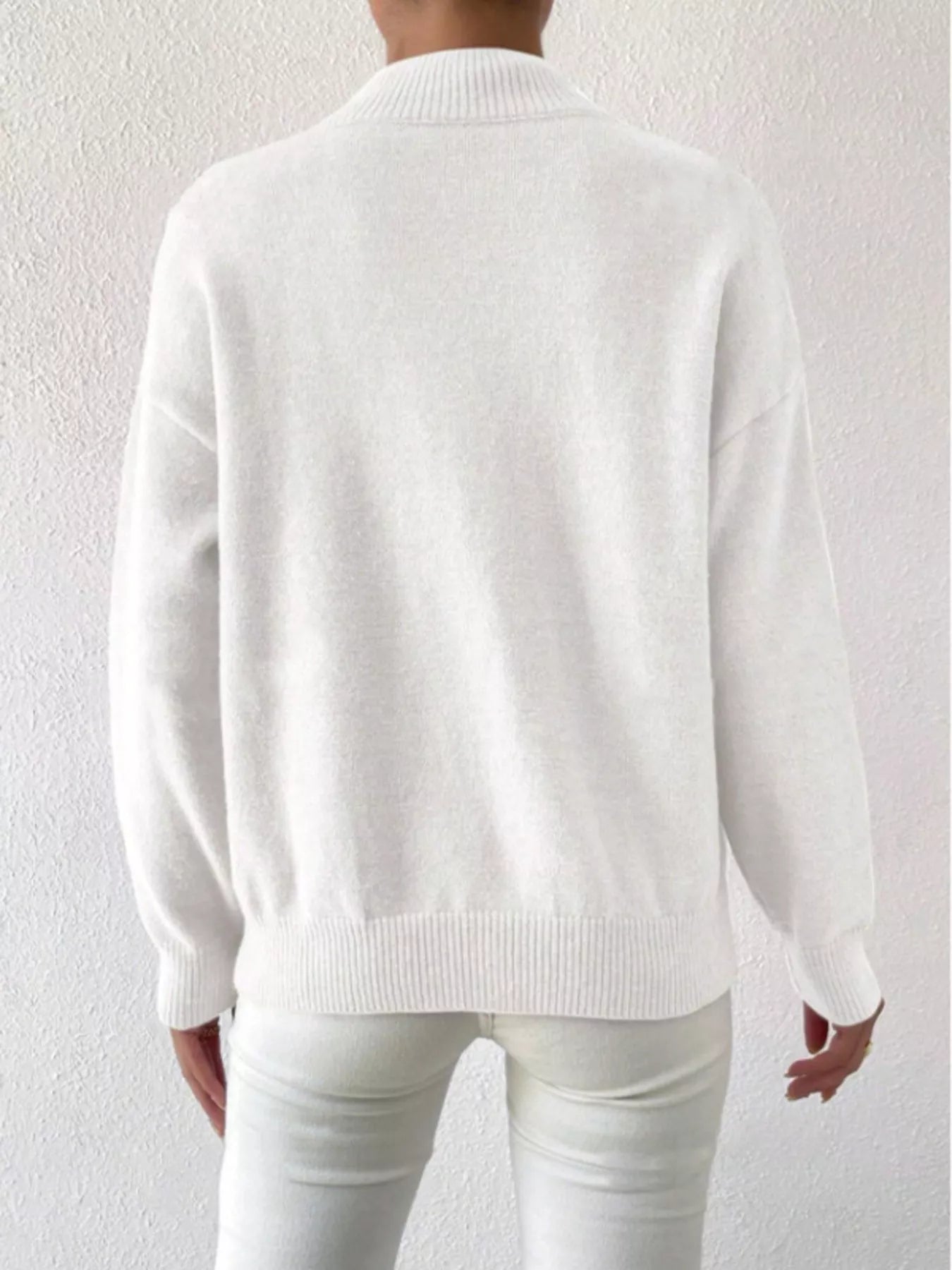 Mock Neck Dropped Shoulder Sweater
