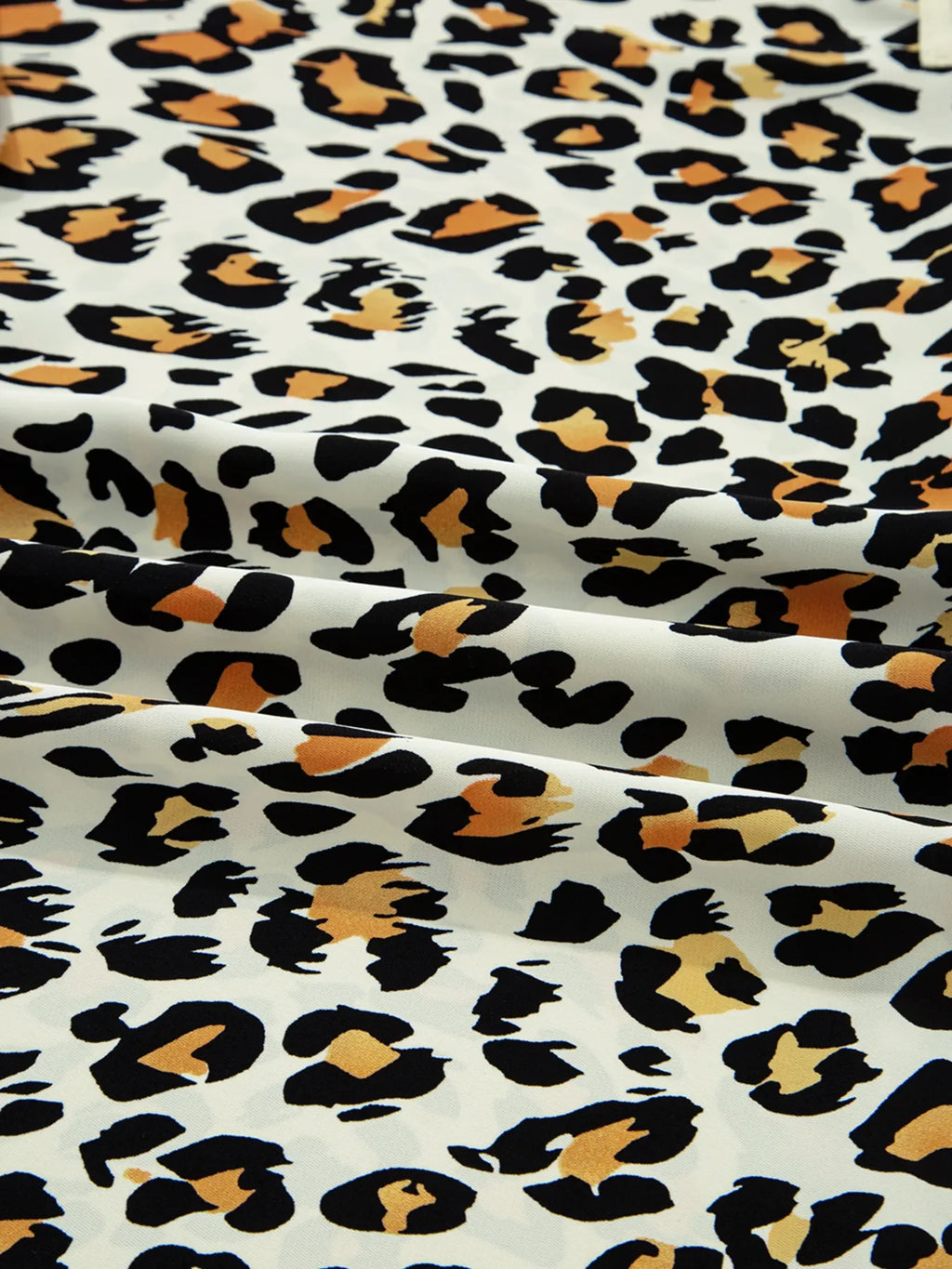 Leopard Print Contrast Striped V Neck Blouse