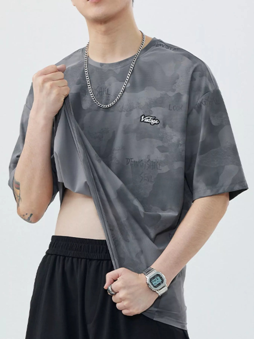 Men's Plus Size Round Neck Relaxed Fit T-Shirt