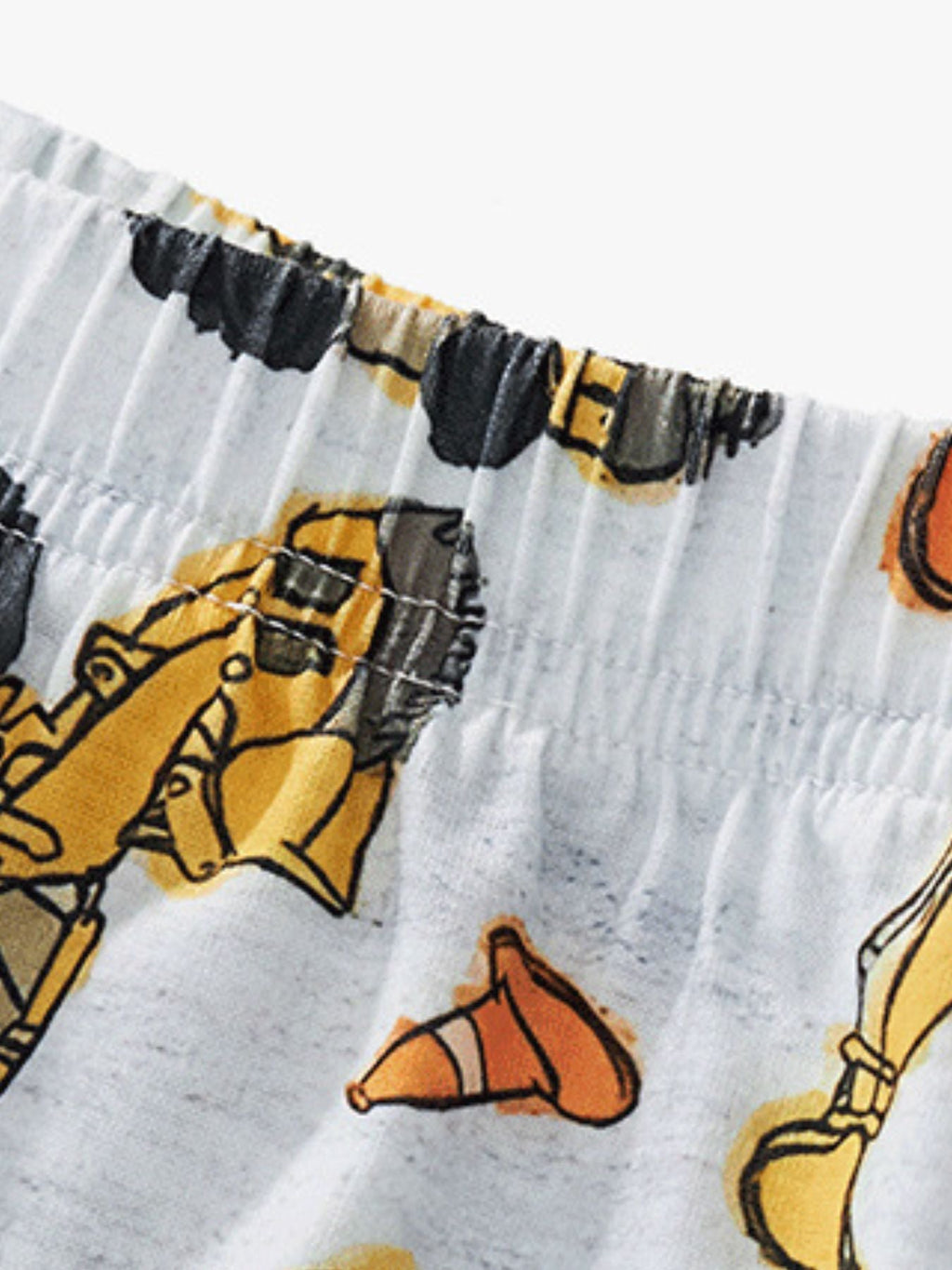 Children's Construction Vehicle Print Round Neck Tee and Shorts Set