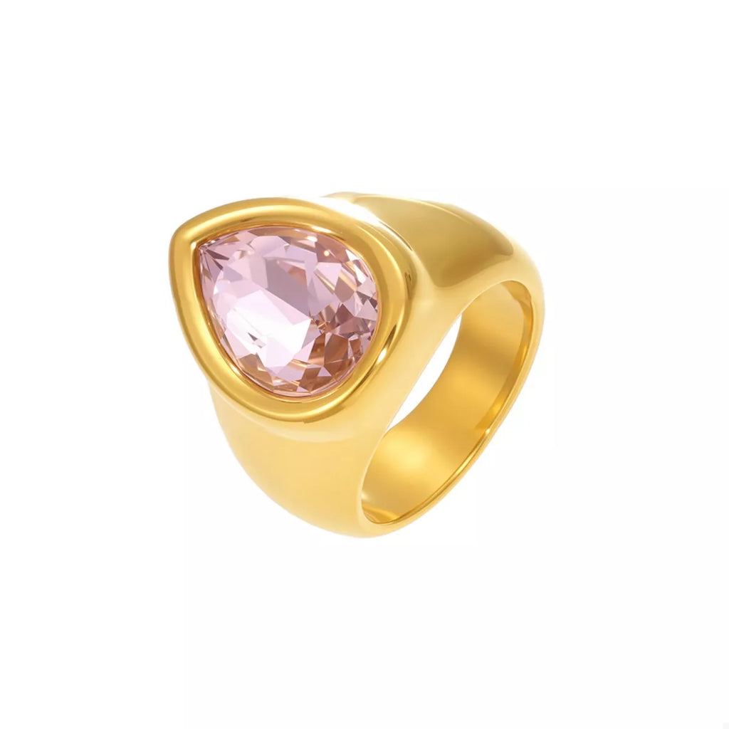 18K Gold-Plated Teardrop Zircon Ring