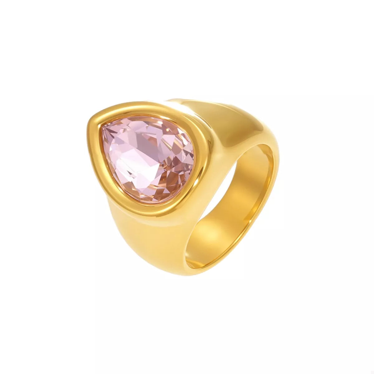 18K Gold-Plated Teardrop Zircon Ring