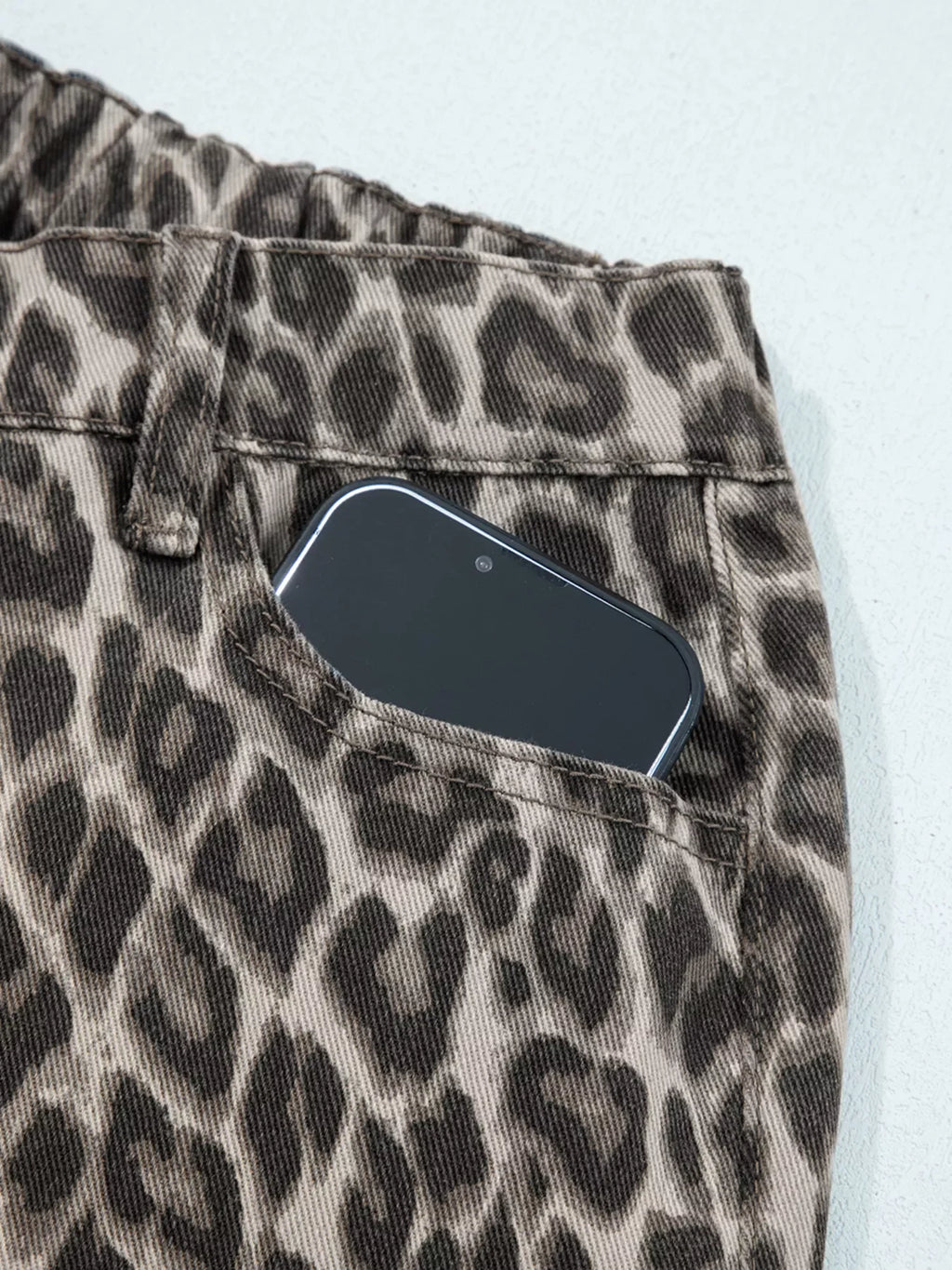 Leopard Straight Loose Leg Jeans